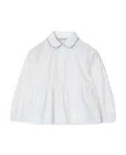 EKD-embroidered peplum blouse 8Y,14Y,12Y,10Y White