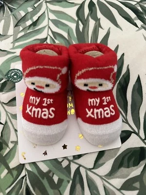 Underworks - Baby - Socks - My 1st Xmas / Christmas - Size 00-1 - RRP $4