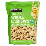 2x Kirkland Signature Organic Whole Unsalted Unroasted Cashews 1.13 kg