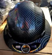 Fiberglass Design Full Brim Hard Hat Black/Silver with Adj Fas-trac Suspension