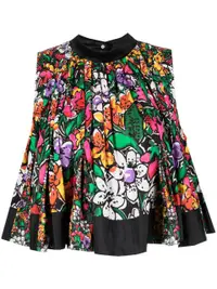 在飛比找Farfetch優惠-pleated floral-print blouse