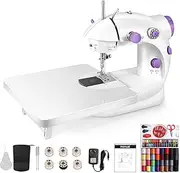 Sewing Machine, Mini Sewing Machine for Beginners, with 99 Pieces Sewing Kit & Case, Portable Sewing Machines (Purple & White)