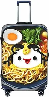 [Pvinnk] Egg Cup Noodle Ramen Print Protective Luggage Cover Elastic Washable Suitcase Protector Travel Gear Protector, White, X-Large