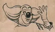 GoodBye Bozo 3 1/2 x 2" Rubber Stamp, Clown Stamp, Circus Stamp