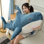 Large Sharks Stuffed Animal Pillow,Giant Blue-Sharks Stuffed Animal Toy Soft Doll Plush Cute Room Plush Toy Gifts for Kids Bedtime Partne(39",Blue)