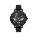 【OLIVIA BURTON】NIGHT GARDEN系列-黑殼帶昆蟲面黑面米蘭腕錶/薄殼-38MM(OB16WG87)