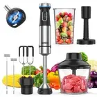 Ganiza Immersion Blender, 6 in 1 Hand Blender Stainless Steel Blade, 15 Speed...
