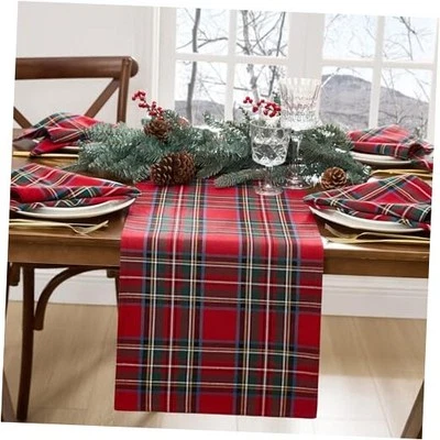Stowe Tartan Holiday Plaid Christmas/Winter Cotton 90" x 13" (Rectangular) Red