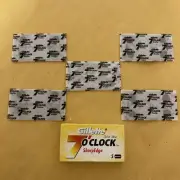 5 Double Edge Razor Blades, Gillette 7 O'Clock Sharp Edge (Yellow)