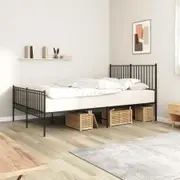 Metal Bed Frame with Headboard and Footboard Black 137x187 cm Double