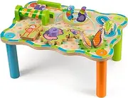 Melissa & Doug First Play Jungle Wooden Activity Table, Baby and Toddler Toy, Sturdy Wooden Construction, Helps Develop Fine Motor Skills