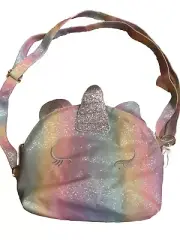 Rainbow Unicorn Sparkle Glitter Pink Purse Girl Cute Kids Purse Crossbody Bag