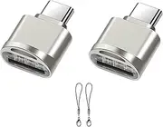 T Tersely【2 Pack】 Type C Micro SD/TF Card Reader,Portable OTG Card Adapter with Anti-Loss Lanyard,Compatible with Laptops, MacBook, iPhone15/16 pro max,Samsung S25,Google Pixel