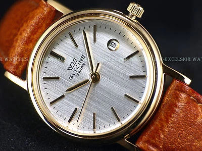AUTH. DEALER NEW Glycine 26mm Swiss Made Quartz Gold Tone Silver Dial SS Watch