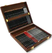 Derwent Sketching Collection, Drawing & Writing, Set of 48 Pencils in a Woode...