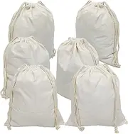 Freletry Drawstring 100% Cotton Muslin Bags Reusable Storage Bag for Shopping Home Kitchen Food Grocery Vegetable Storage etc. (6 PCS 12"X14"/30x35cm)