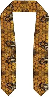 [WURTON] Bee Honeybee Print Unisex Adult Graduation Stole Class Of 2024 Polyester Shawl Stole With Trim Honor