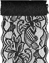 Glarks 1Rolls 4.57m x 80mm Fabric Lace Ribbon, Black Floral Pattern Fabric Lace Ribbon, Elastic Stretchy Lace Fabric for Wedding Decorating, Sewing, Hair Bow Making