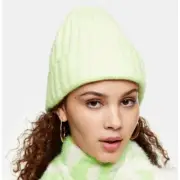 Topshop Women's Scandi Ribbed Beanie One Size Green