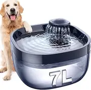 FEELNEEDY Dog Water Fountain, 7L/237oz Large Automatic Water Fountain for Multi-Pet, Super Quiet with Quadruple Filtration/Smart Safe Pump, Cat Water Fountain with 2 Replacement Filters Blue(FN-W05)
