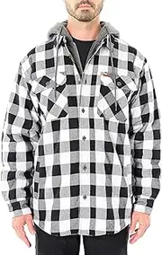 [Smith's Workwear] Big Men's Sherpa-Lined Hooded Flannel Shirt Jacket