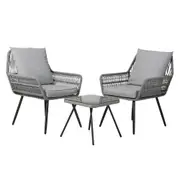 3 Piece Patio Lounge Setting Grey