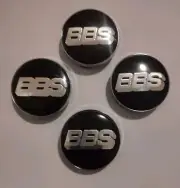 BBS Wheel Hub Center Caps Set: 60mm Black & Silver - 4 Pieces