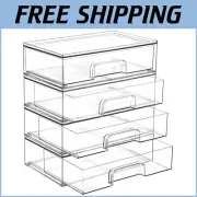 Clear Stackable Storage Drawers - 4 Pack Acrylic Organizers for Makeup & More