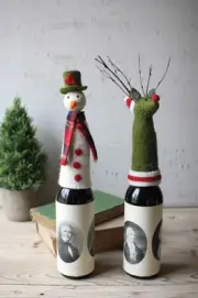 Felted wine toppers, choices: snowman, Christmas tree, fox , deer or chipmunk