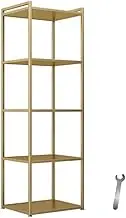 ALSTON Gold Metal 5 Tiers Display Shelf Sturdy Open Display Rack Floor Standing Cabinet for Shop Home Office Storage Organizer 160cm Tall
