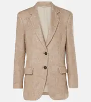 [Brunello Cucinelli] Brunello Cucinelli Wool, mohair, and cashmere-blend blazer AU 6 beige