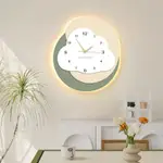 鐘錶掛鐘餐廳裝飾畫奶油風燈畫網紅創意時鐘臥室房間掛錶氛圍畫