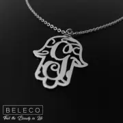 Hamsa Initial Necklace Monogram Jewelry Personalized Pendant Letter Charm Gift