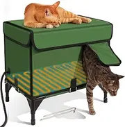 Large Outdoor Heated Cat House, with Timer & Adjustable Temperature Heater, Weatherproof Outside Feral Cat Shelter, for Outside Stray Barn Cat House