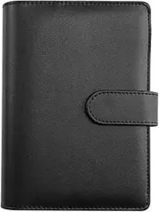 NUZAMAS A5 PU Leather 6 Ring Binder Refillable Cover with Magnetic Buckle Closure Notebook Binder Organiser Loose Leaf Folder Notebook Diary Binder Cover Black