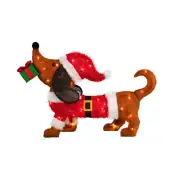 18” Inch Christmas Wiener Dog Dachshund in Santa Suit w/Gift Yard Art Decoration