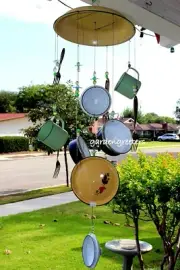 Windchimes Mobile Enamel Plate Spoon Fork Hanging Cup Decoration Windchimes