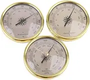 LINNSZ 3 in 1 Air Pressure Gauge Thermometer Hygrometer Barometer 72Mm for Wall Mount Embedded Weather Forecast Station,Hygrometer,Gold