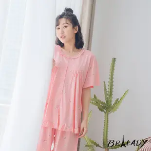 波蕾妮｜小花美夢 舒適棉質兩件式睡衣XXL【M3641】哺乳衣 居家服 休閒服 加大尺碼 月子衣 孕婦裝 10/28