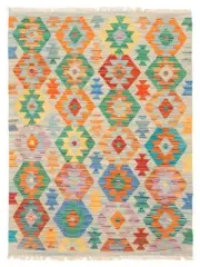Vintage Hand Woven Kilim Rug 3'5" x 4'9" Traditional Wool Carpet