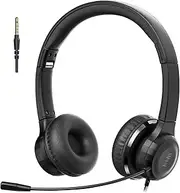 A7 3.5Mm Wired Headphones Call Center Earphone On Ear Headset with Noise Reduction Microphone Adjustable Foldable Headband Black