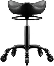 Swivel Adjustable Saddle Stool,PU Leather Rolling Chair,Heavy-Duty Adjustable Stool with Wheels,for Beauty Clinic Home and Office,Load 440LBS