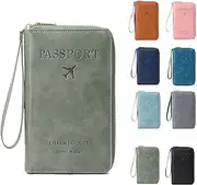 [Generic] Summer Simple Plain Passport Cases Back to School, Charm Infinite Travel Wallet, Multi-Functional Zipper Travels Cards Holder, Blocking Card Holder, for School, Outdoor (Green)