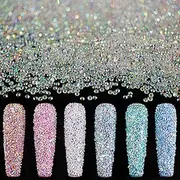 Tiny Nail Rhinestones 15000PCs 1.2mm Ultra Mini Pixie AB Glass Crystals for Nail Art Manicure Iridescent Long Lasting Shine Small Rhinestone Micro Dust Glitter Caviar Bead Sugar Gem