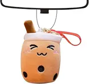 [Generic] Bubble Tea Keyring, Plush Milk Tea Cup Shape Hanging Keychain for Bubble Tea Lovers, Stuffed Animal Bubble Tea Cup Ornament for Purse,