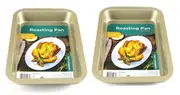 2PC Oven Roasting Pan Baking Tray Tin Non-Stick Roast Bakeware 305 x 185 x 40mm