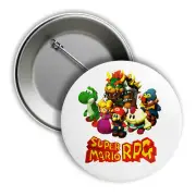 Super Mario RPG PIN/BUTTON 2.25 in. SNES-Nintendo-Mallow-Geno-Bowser-Peach-Badge