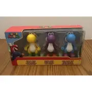 JAKKS Pacific Super Mario Yoshi Figure 3-Pack Yellow Purple Light-Blue 2022 NEW