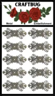CRAFTBUG METAL EMBELLISHMENTS ANTIQUE ~10PC ORNAMENTS CODE B80-B12
