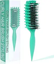Curly Hair Brush Styling Curl Defining Brush for Women Edge Define Lift Curling brush for Curly Hair Effortlessly Defined Curls and Reduces Frizz (Green)